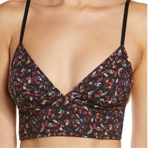 Madewell longline cotton / modal floral bralette black multi Large NEW NWT